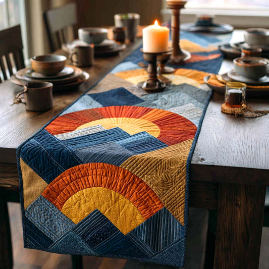 Sunlit Horizon Stripes Quilted Table Runner NCU0XD175