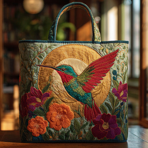 Sunlit Hummingbird Quilted Tote Bag NCU0HH300