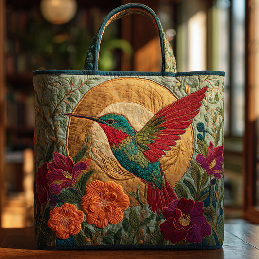 Sunlit Hummingbird Quilted Tote Bag NCU0HH300