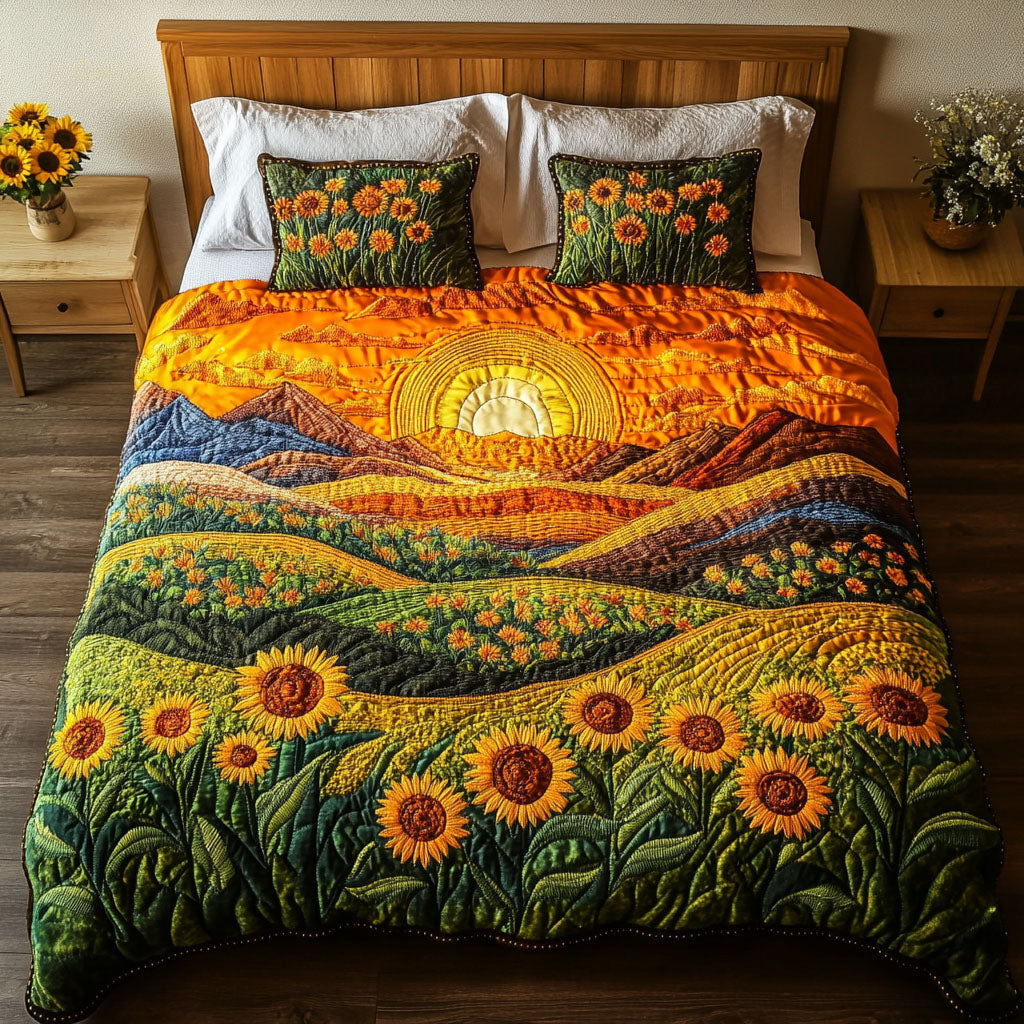 Sunlit Meadow Hills 3-Piece Quilted Bedding Set NCU0NT4668