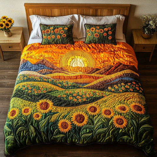 Sunlit Meadow Hills 3-Piece Quilted Bedding Set NCU0NT4668