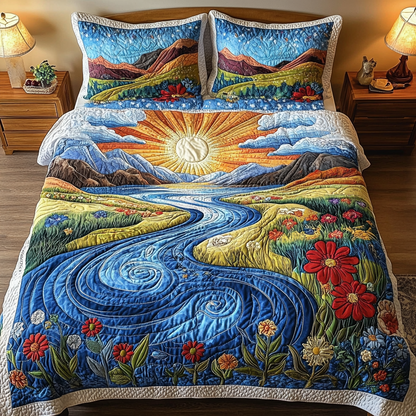 Sunlit Meadows 3-Piece Quilted Bedding Set NCU0DK4308