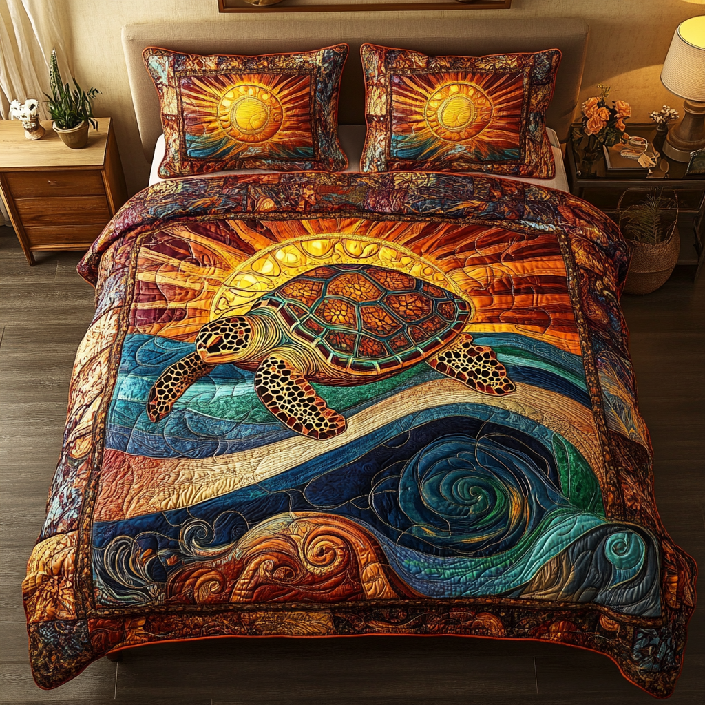 Sunlit Ocean 3-Piece Quilted Bedding Set NCU0VH2238