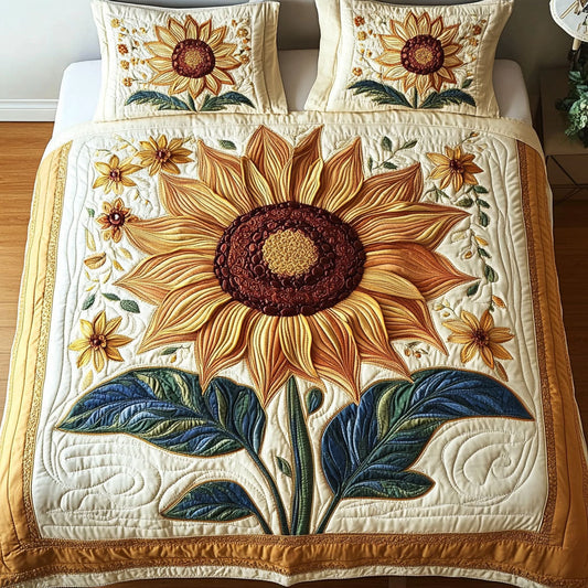 Sunlit Petals 3-Piece Quilted Bedding Set NCU0NT2808
