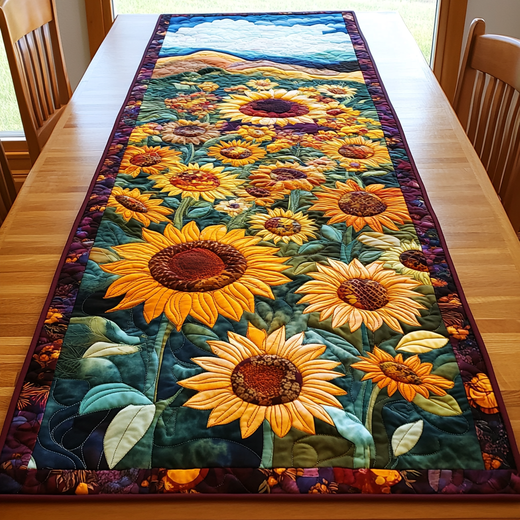 Sunlit Petals Quilted Table Runner NCU0DK5374
