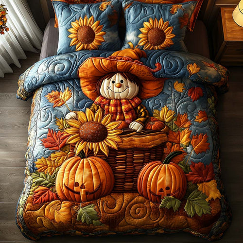 Sunlit Scarecrow Walk 3-Piece Quilted Bedding Set NCU0NT8381