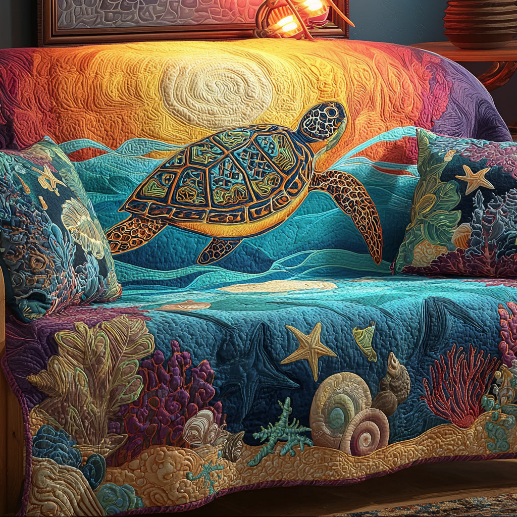 Sunlit Sea Journey Quilted Sofa Cover NCU0VL3015
