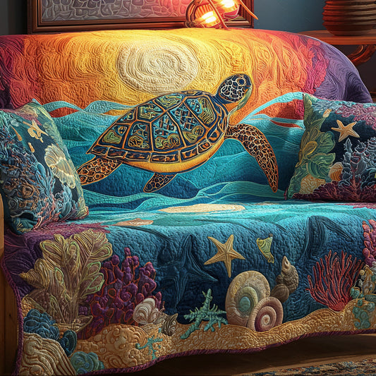 Sunlit Sea Journey Quilted Sofa Cover NCU0VL3015