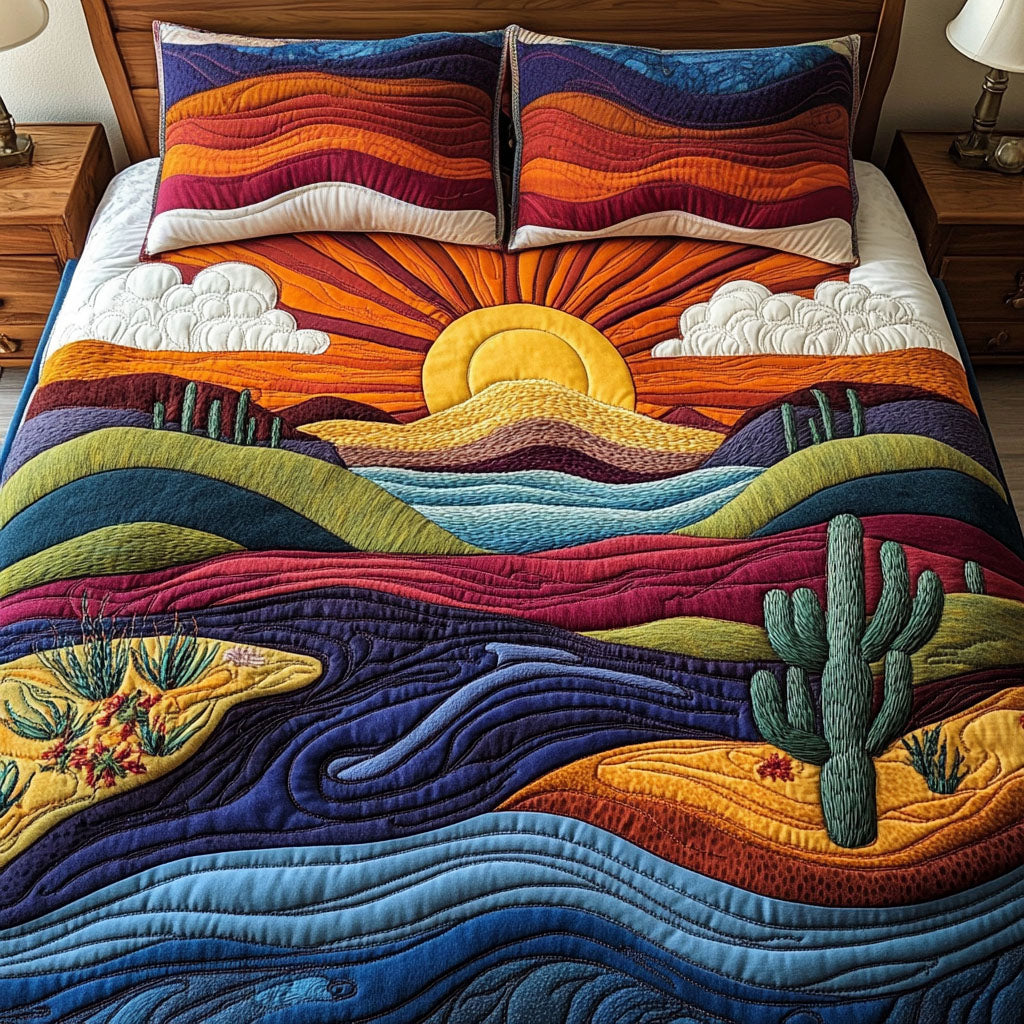 Sunlit Serenity 3-Piece Quilted Bedding Set NCU0NT2804