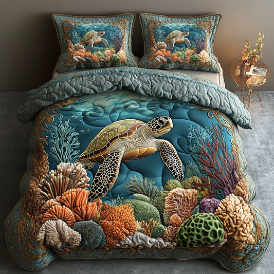 Sunlit Shell 3-Piece Quilted Bedding Set NCU0DV3006