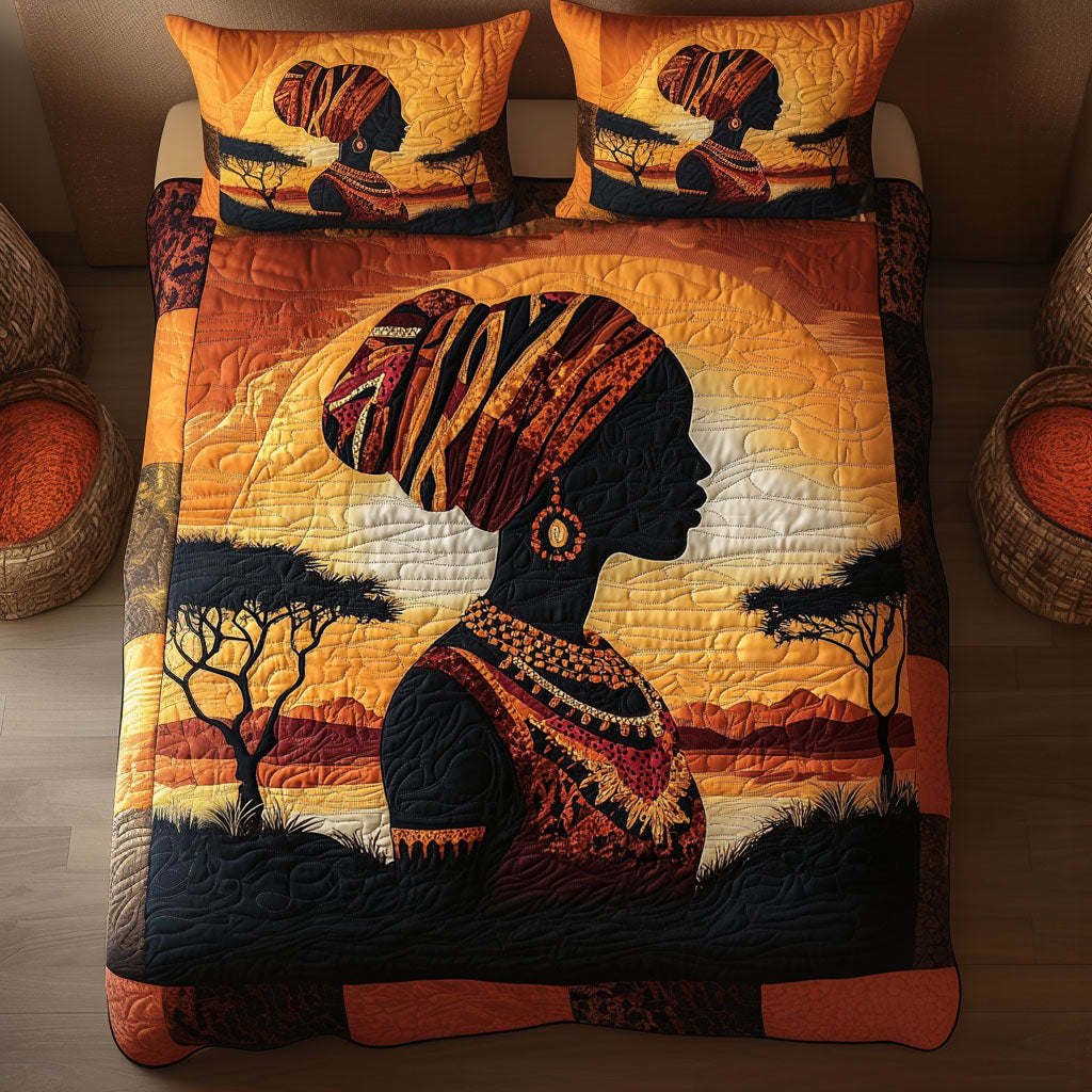 Sunlit Silhouette 3-Piece Quilted Bedding Set NCU0NT3392