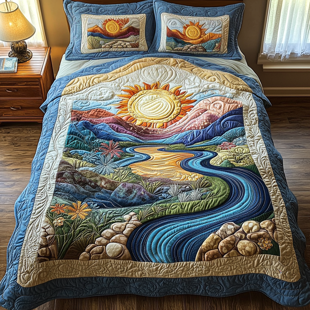 Sunlit Splendor 3-Piece Quilted Bedding Set NCU0DV3301