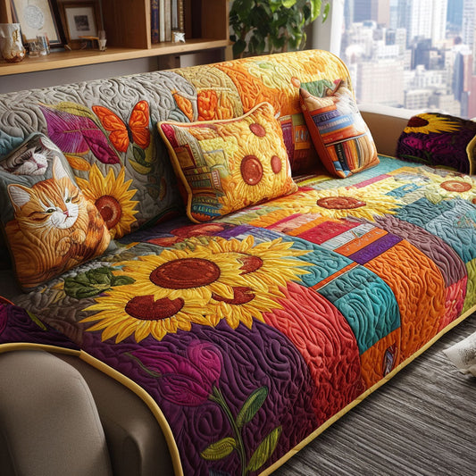 Sunlit Whiskers Quilted Sofa Cover NCU0PT9948