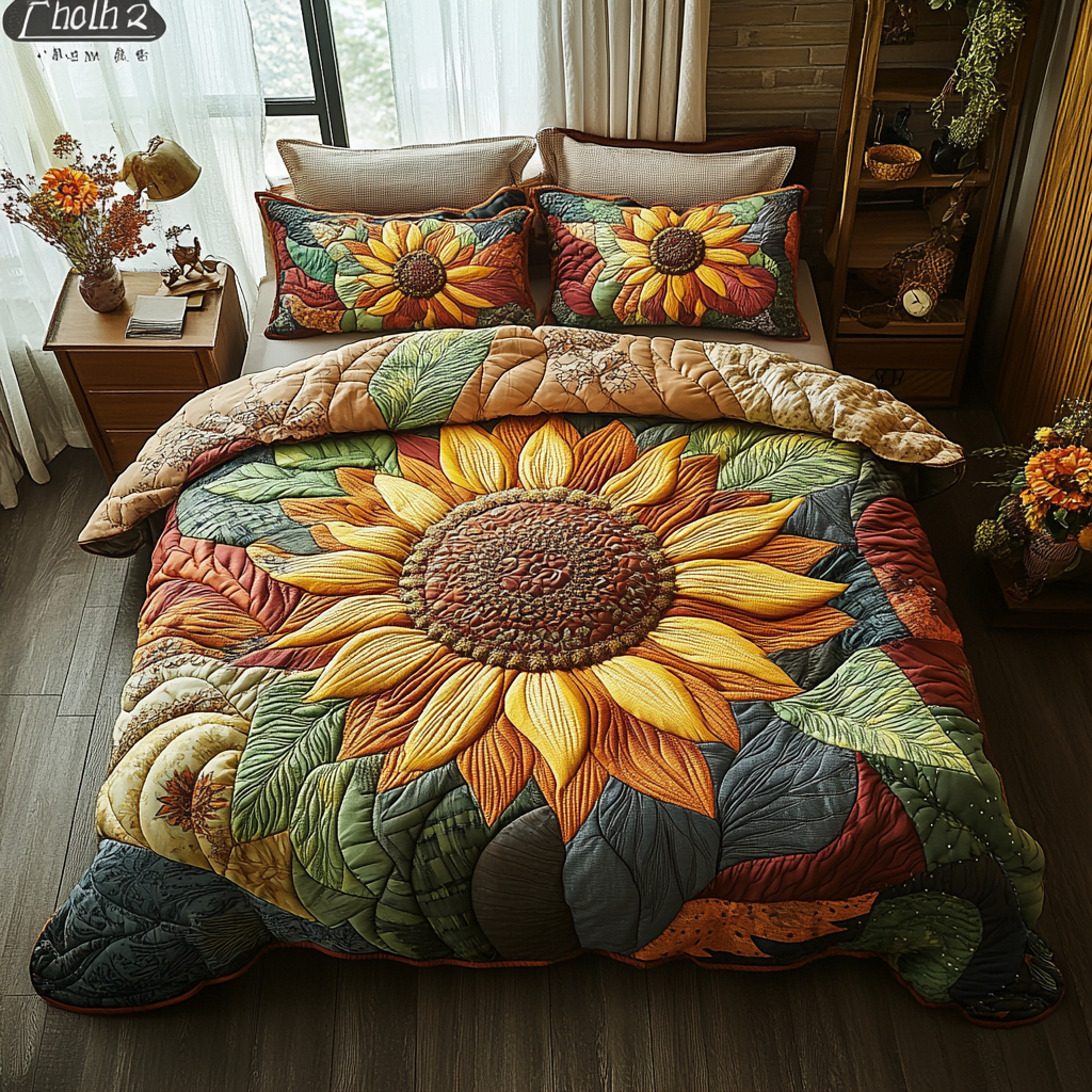 Sunlit Whispers 3-Piece Quilted Bedding Set NCU0DV3334