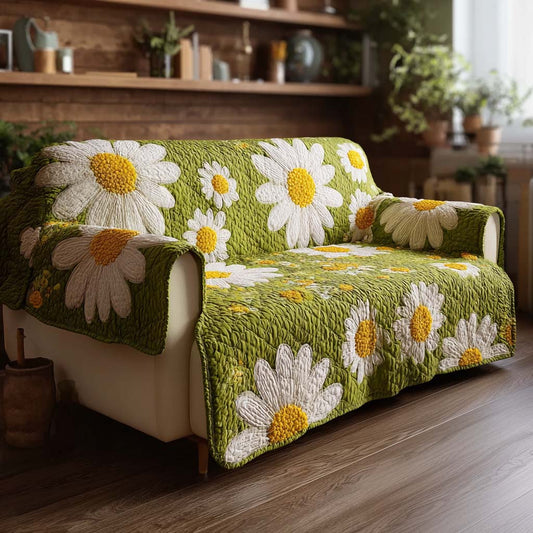 Sunny Daisy Quilted Sofa Cover NCU0HH1838