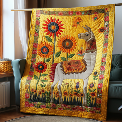 Sunny Meadow Llama Quilted Blanket NCU0TL291