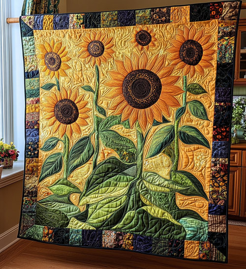 Sunny Sunflowers Quilted Blanket NCU0DV451