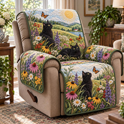 Black Cat Quilted Sofa Cover VT0DV001