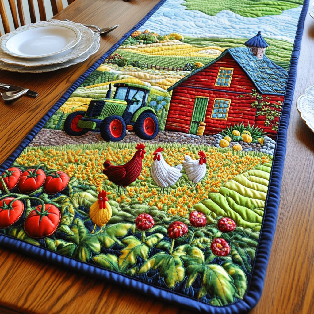 Sunny Barn and Tractor Quilted Table Runner NCU0NT6302