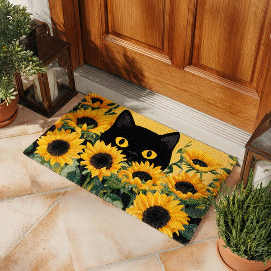 Sunny Black Cat Doormat NCU0XD869