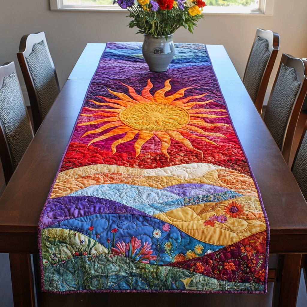 Sunny Blossom Quilted Table Runner NCU0VL1668