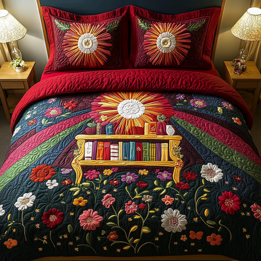 Sunny Bookshelf 3-Piece Quilted Bedding Set NCU0DV4899