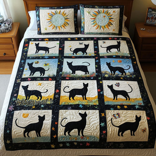 Sunny Cat Meadow 3-Piece Quilted Bedding Set NCU0NT5144