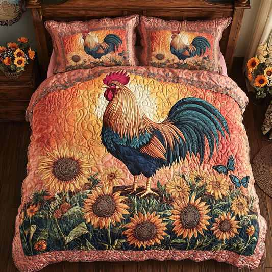 Sunny Cock 3-Piece Quilted Bedding Set NCU0VH4300