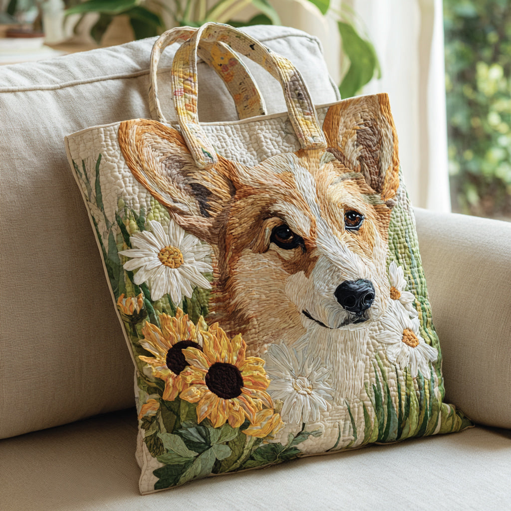 Sunny Corgi Quilted Tote Bag NCU0HH1137