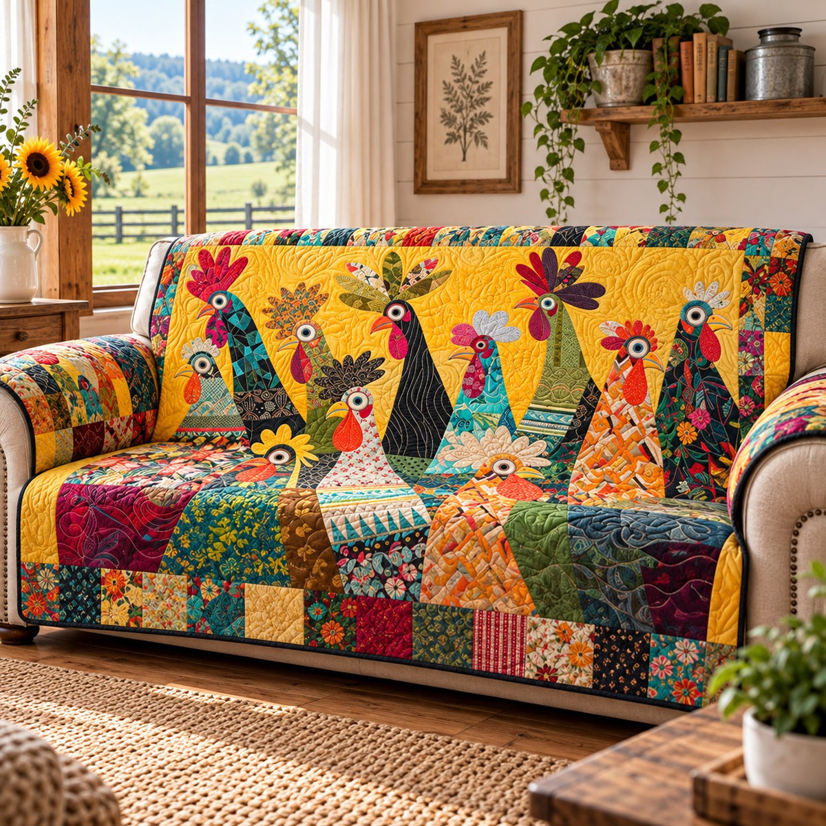 Sunny Country Gathering Quilted Sofa Cover NCU0PT12274