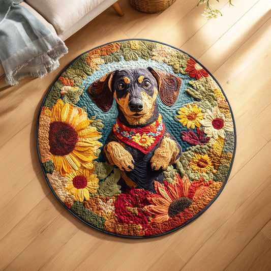 Sunny Dachshund Quilted Round Mat NCU0TD476