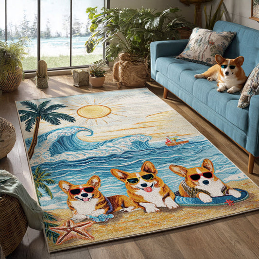 Sunny Day Corgi Area Rug NCU0PT9387
