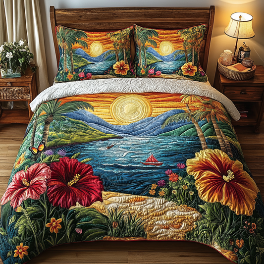 Sunny Escape 3-Piece Quilted Bedding Set NCU0VL1833