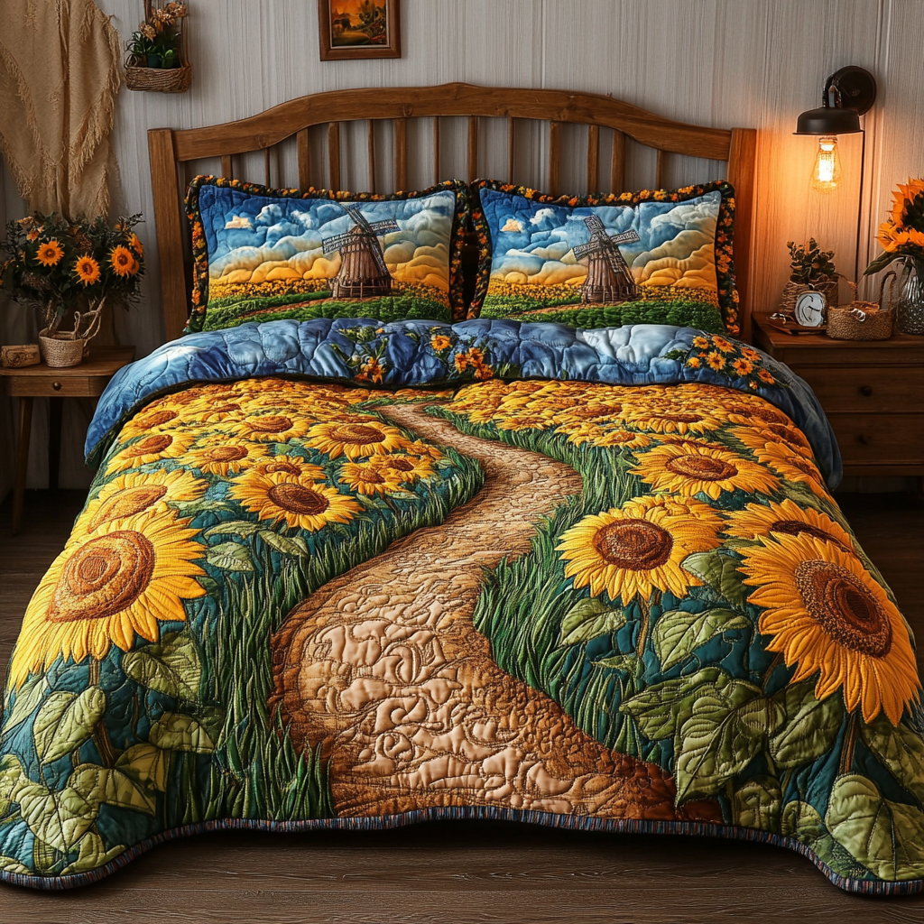 Sunny Fields 3-Piece Quilted Bedding Set NCU0VL1915