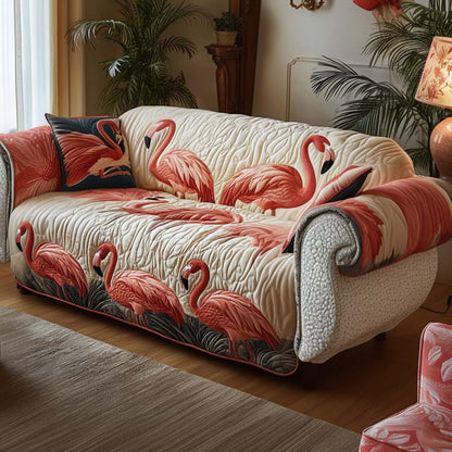 Sunny Flamingos Quilted Sofa Cover NCU0NT10888