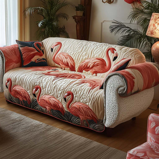 Sunny Flamingos Quilted Sofa Cover NCU0NT10888