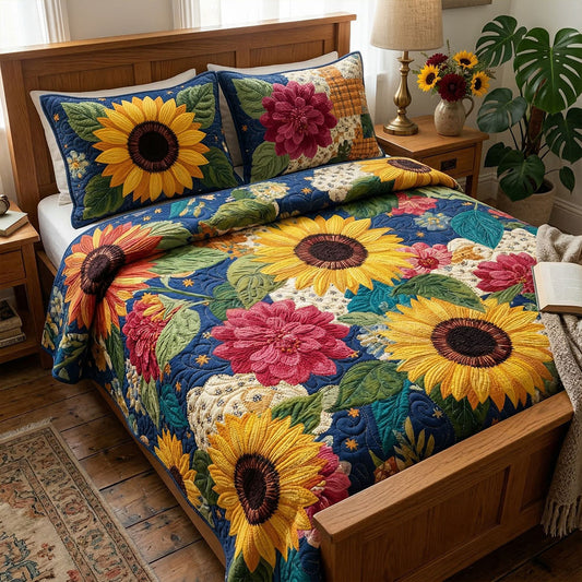 Sunny Floral Escape 3-Piece Quilted Bedding Set NCU0PT11545