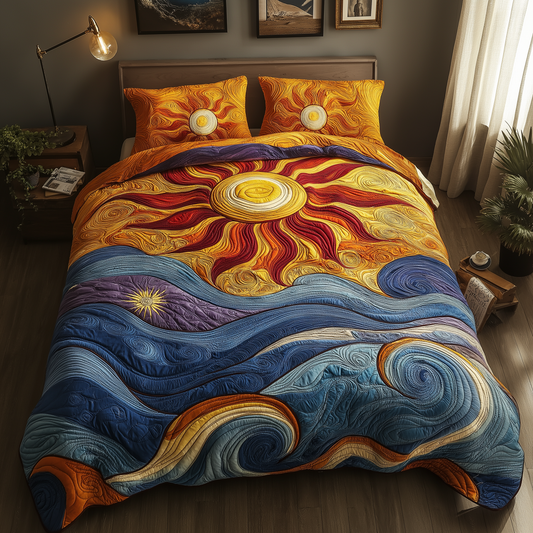 Sunny Flow 3-Piece Quilted Bedding Set NCU0VH3693