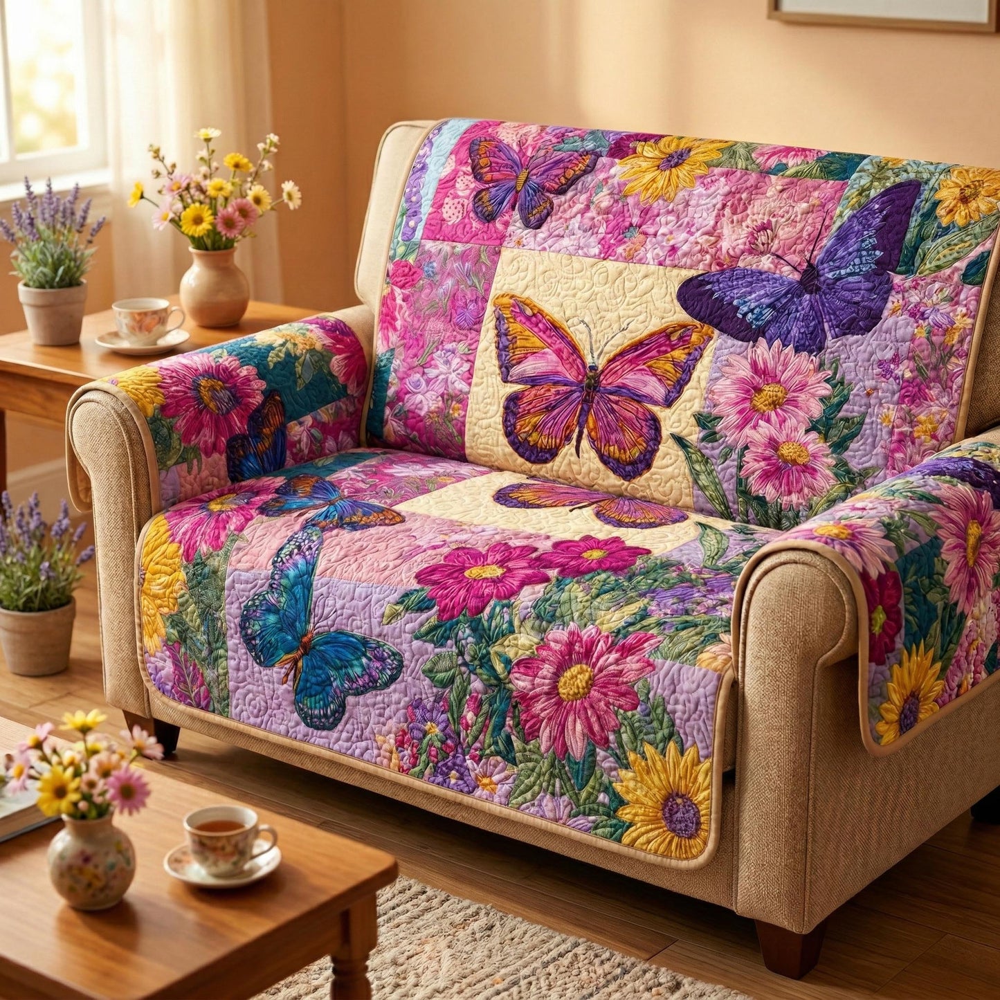 Sunny Flutter Quilted Sofa Cover NCU0TD2539