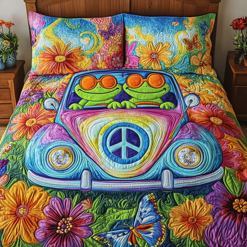 Sunny Frogs 3-Piece Quilted Bedding Set NCU0VH4984