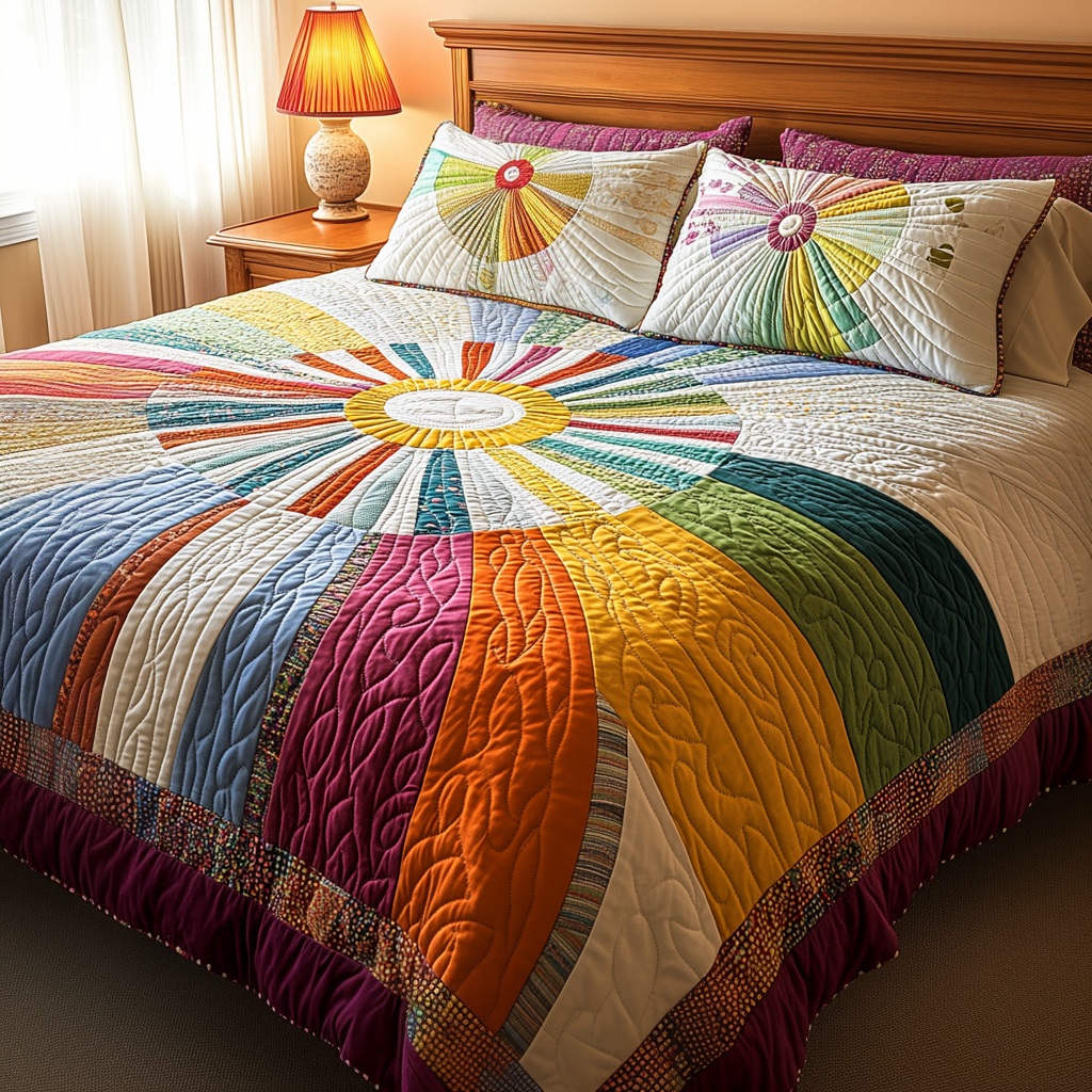 Sunny Glow 3-Piece Quilted Bedding Set NCU0VL917