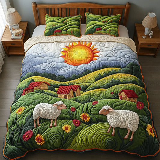 Sunny Hills Sheep 3-Piece Quilted Bedding Set NCU0NT4331