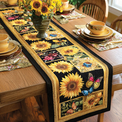 Sunny Horizon Flower Quilted Table Runner NCU0TD697