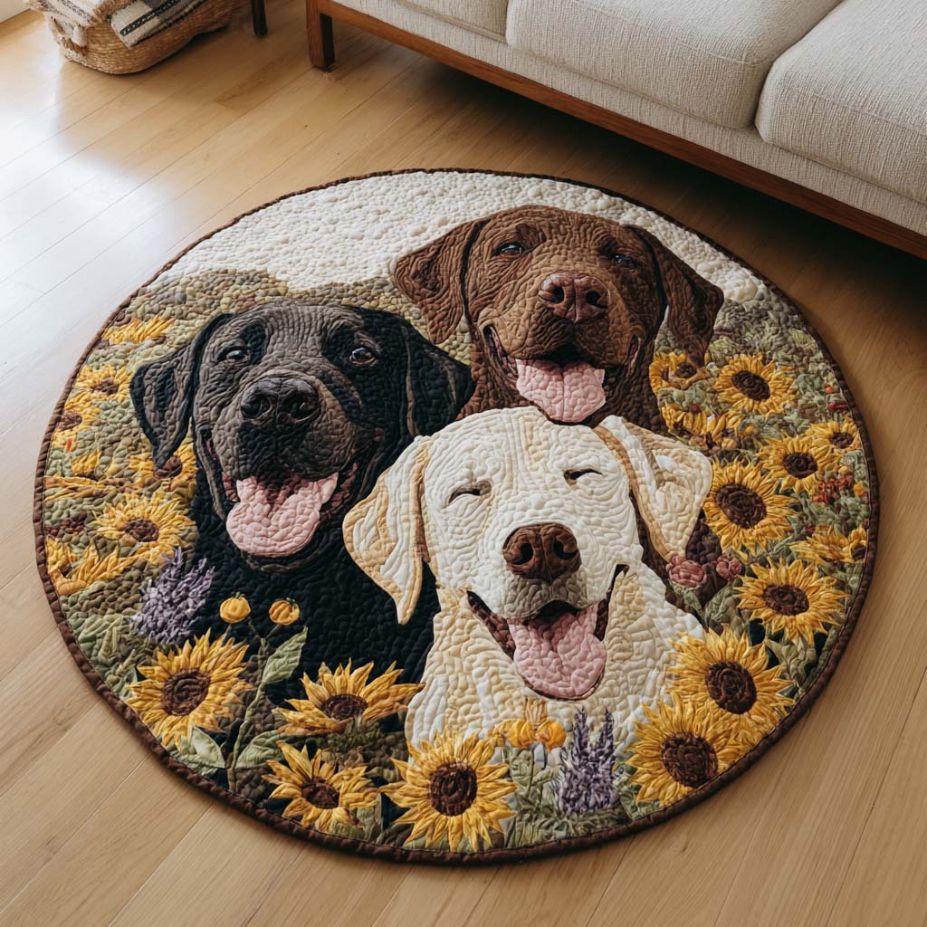 Sunny Labrador Fields Quilted Round Mat NCU0HH1904