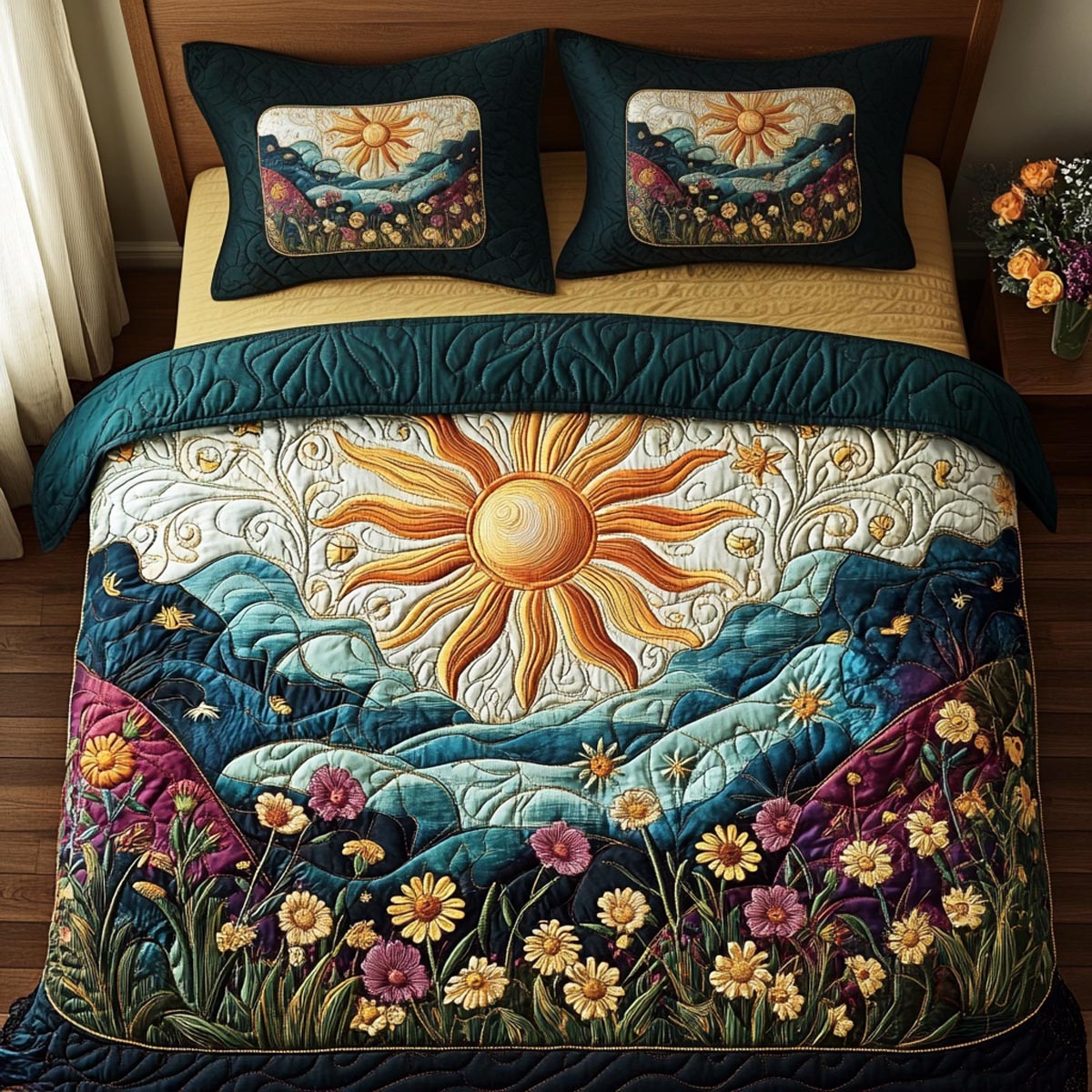 Sunny Meadow 3-Piece Quilted Bedding Set NCU0DV9058