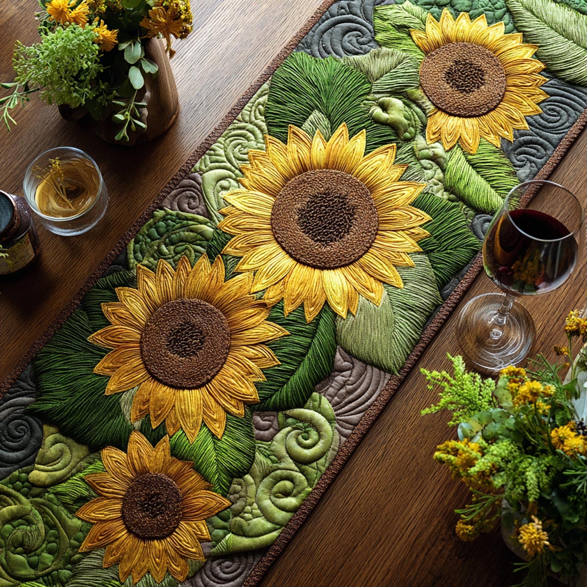 Sunny Meadow Quilted Table Runner NCU0DV9444