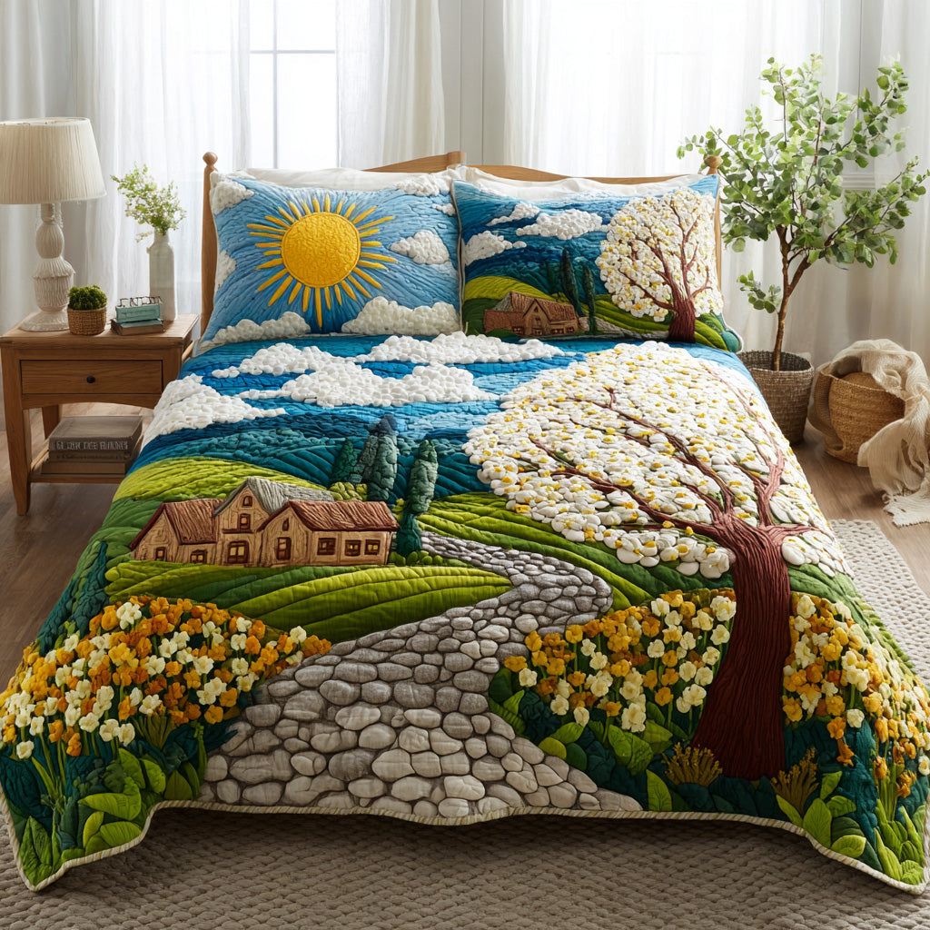 Sunny Orchard 3-Piece Quilted Bedding Set NCU0VL3142