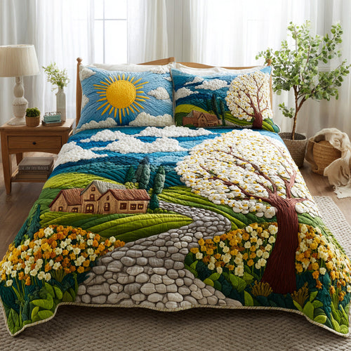 Sunny Orchard 3-Piece Quilted Bedding Set NCU0VL3142