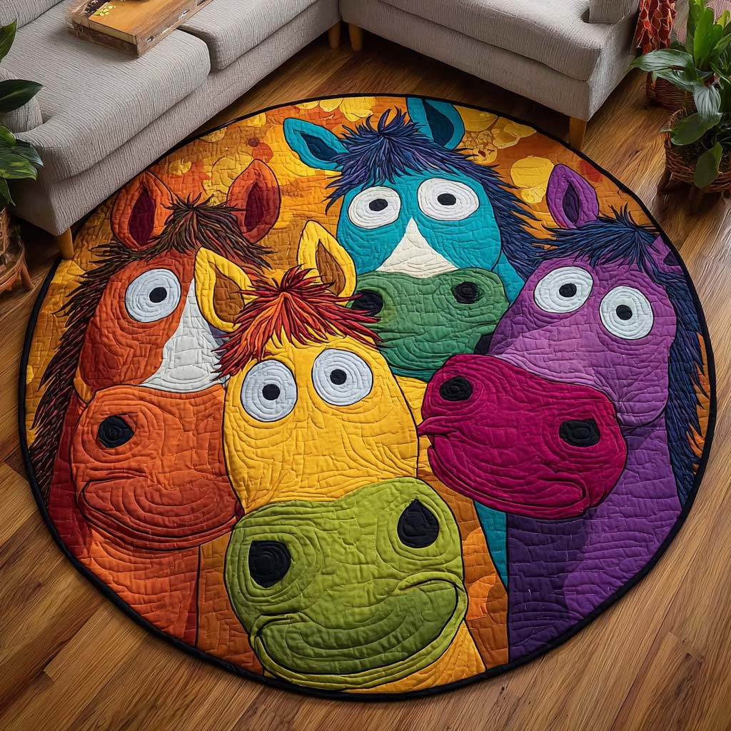 Sunny Ponies Quilted Round Mat NCU0NT11575