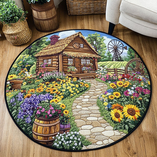 Sunny Porch Bloom Quilted Round Mat NCU0NT7095